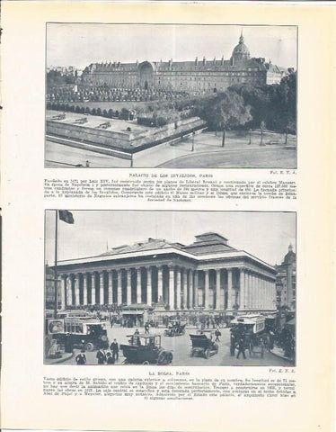 LAMINA 21082: Palacio de los Invalidos y Bolsa de Paris