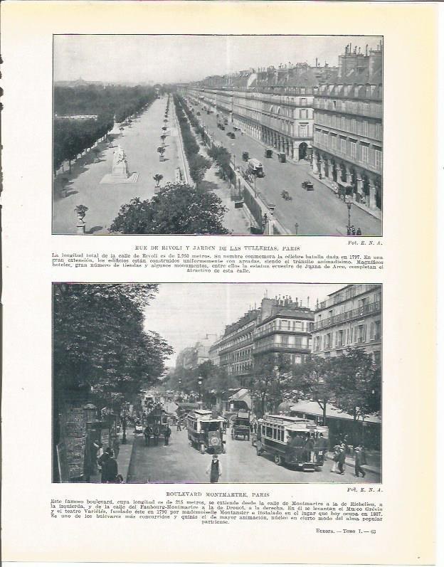 LAMINA 21079: Rue de Rivoli, Tullerias y Boulevard Montmatre de Paris