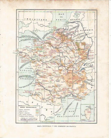LAMINA 21075: Mapa industrial y del comercio de Francia