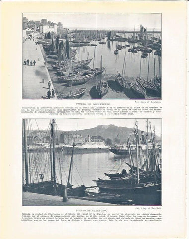 LAMINA 21072: Puerto de Douarnenez y Puerto de Cherburgo, Francia