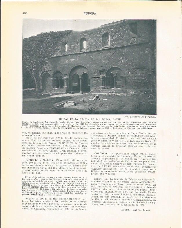 LAMINA 21049: Ruinas de la Abadia de San Bavon en Gante, Belgica
