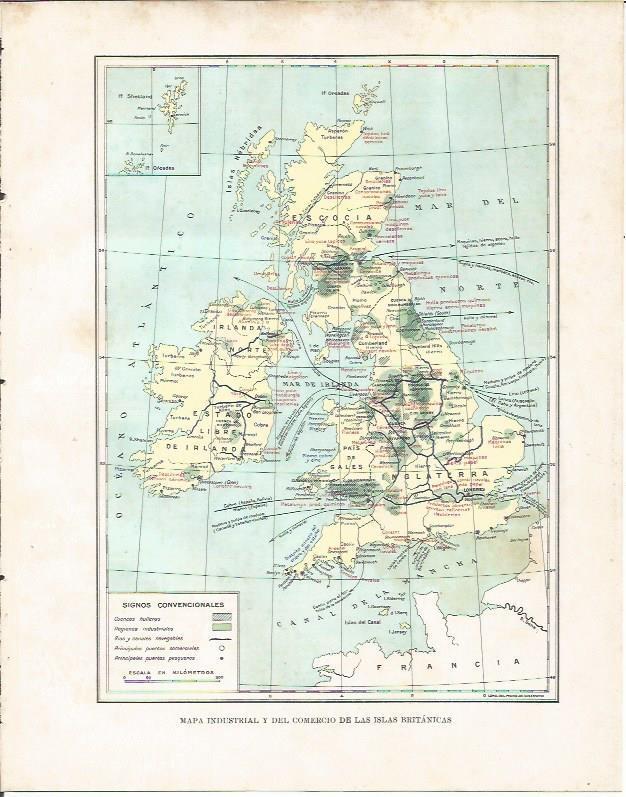 LAMINA 20900: Mapa industrial y comercial de las Islas Britanicas