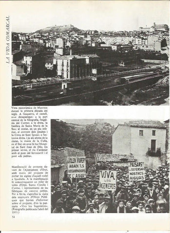 LAMINA 20684: Vista de Manresa y manifestacion en Orpí