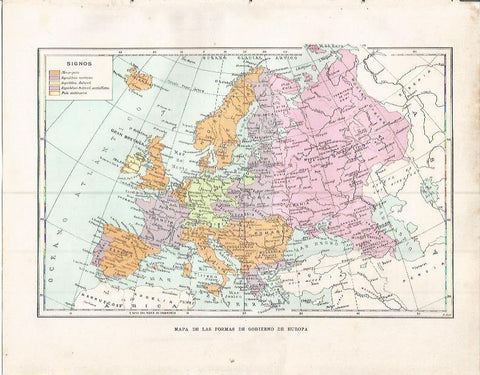 LAMINA 20864: Mapa de las formas de gobierno de Europa