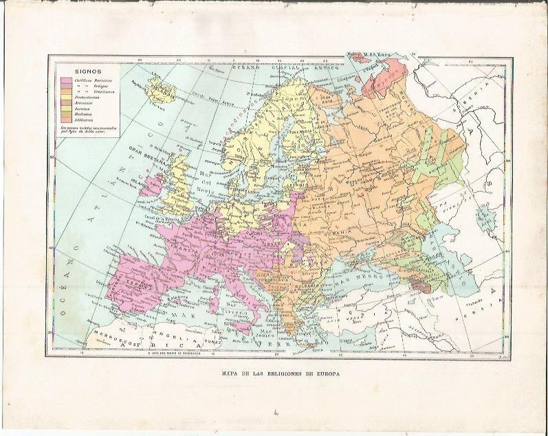 LAMINA 20862: Mapa de las religiones de Europa