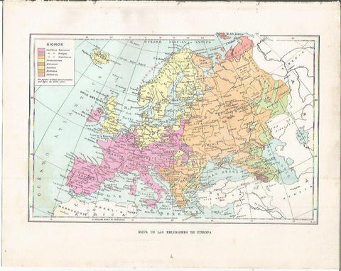 LAMINA 20862: Mapa de las religiones de Europa