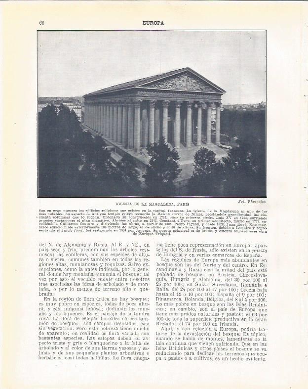 LAMINA 20853: Iglesia de la Magdalena, Paris