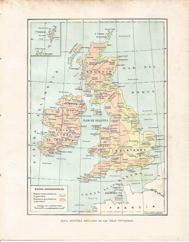 LAMINA 20895: Mapa agricola pecuario de las Islas Britanicas
