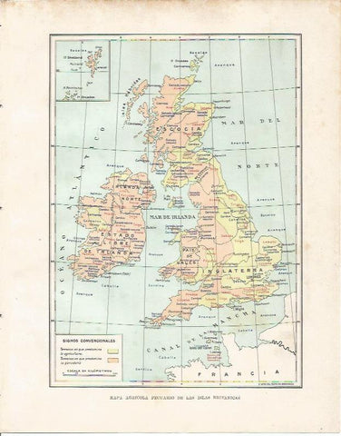 LAMINA 20895: Mapa agricola pecuario de las Islas Britanicas