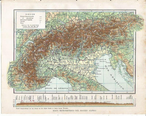 LAMINA 20841: Mapa hipsometrico de los Alpes