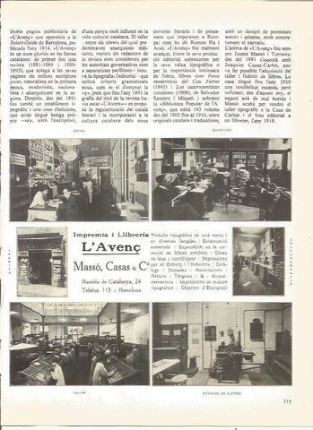 LAMINA 20801: Imprenta L'Avenç en Barcelona