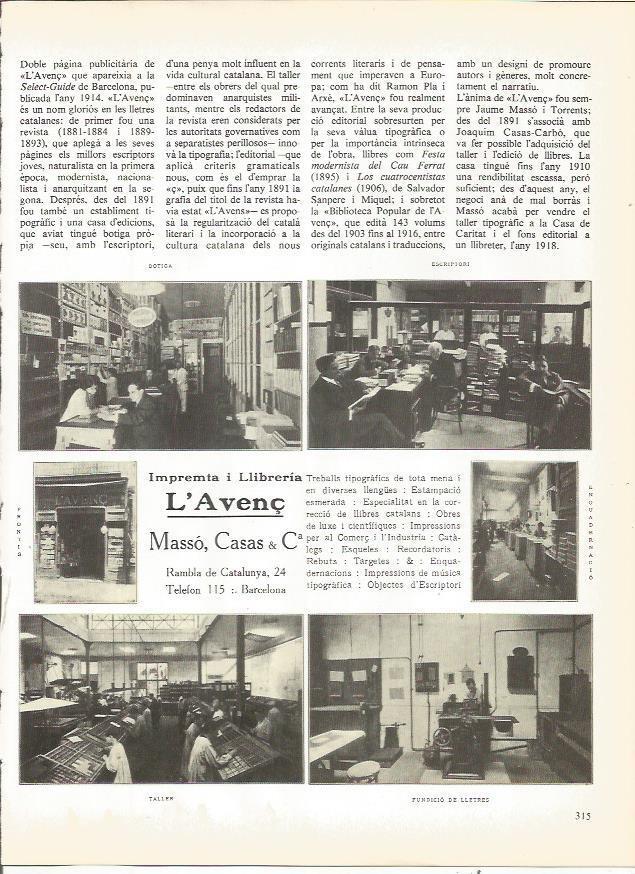 LAMINA 20801: Imprenta L'Avenç en Barcelona