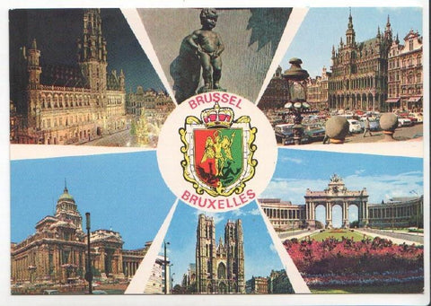 Postal JC0864: Brussel - Bruxelles. Varias vistas (Gran Place, Parque del Cincuentenario, Ayuntamiento, entre otros) 