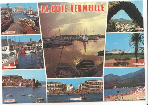 Postal JC0877: La Cote Vermeille. varias vistas (Canet plage, Argeles, Port Vendres, Banyuls, entre otros)