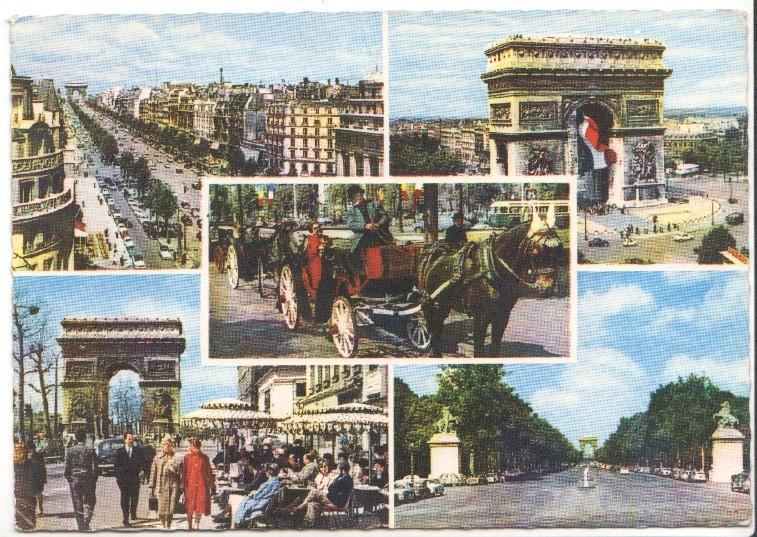 Postal JC0878: Paris, varias vistas. Postal dentada