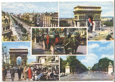 Postal JC0878: Paris, varias vistas. Postal dentada