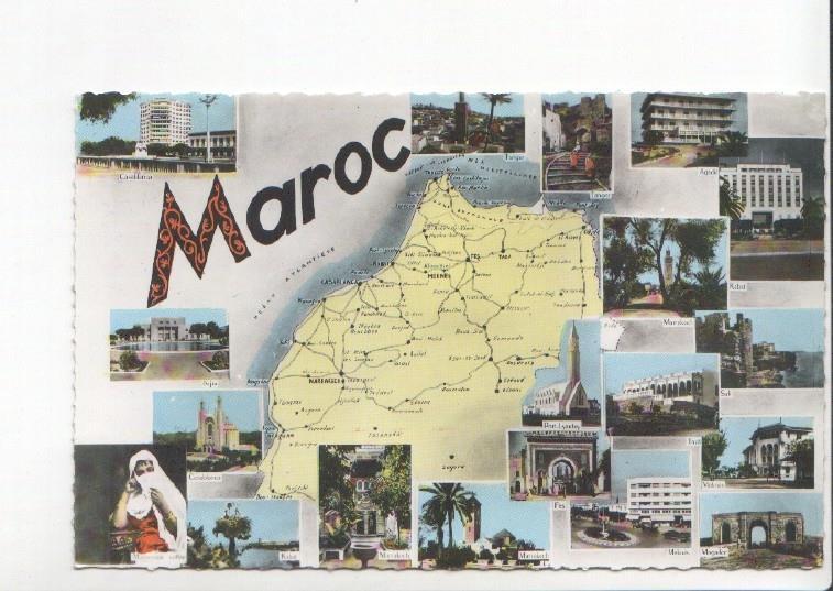 Postal JC0887: Maroc, varias vistas (Casablanca, Rabat, Marrakech, Mogador, etc.). Postal dentada