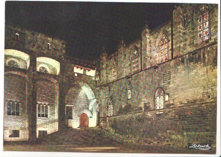 Postal JC0895: Barcelona. Nuestra Señora de la Merced. Patrona de la Ciudad de BarcelonaBarrio Gotico. Plaza del Rey, de noche