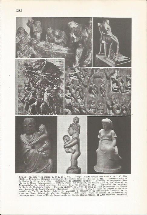 LAMINA 22441: Ejemplos de escultura de Egipto, Grecia, China, India y Barroca
