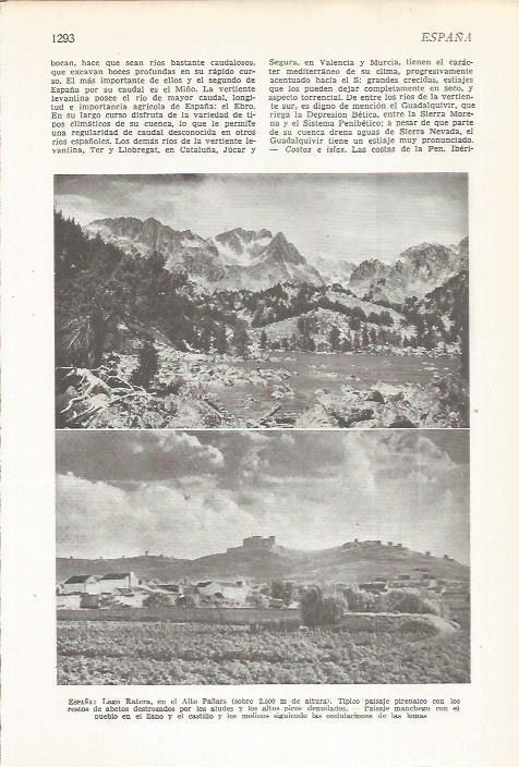 LAMINA 22445: Lago Ratera en Lleida y paisaje de Castilla La Mancha