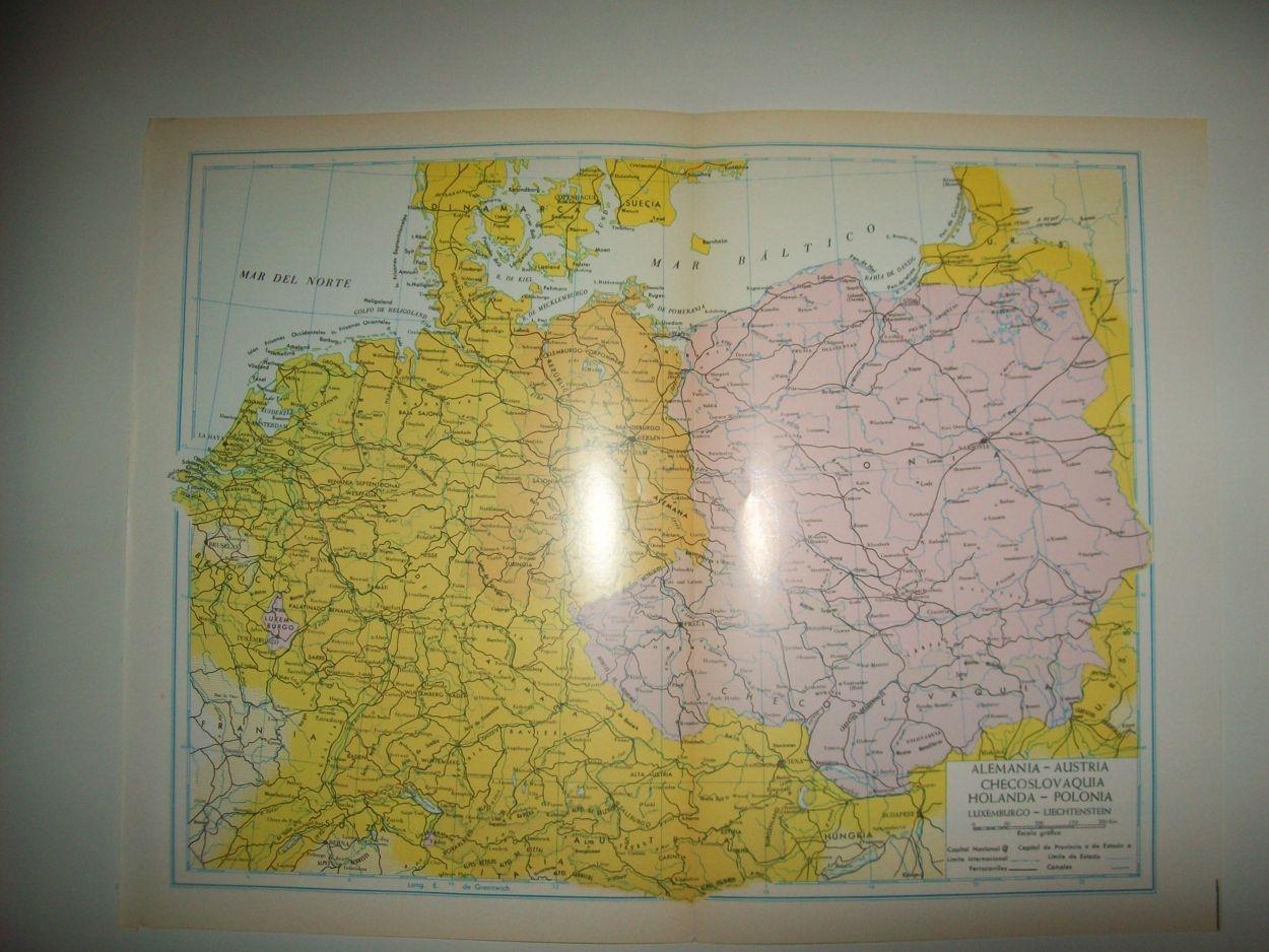 LAMINA 22464: Mapa de Alemania, Austria, Checoslovaquia, Holanda y Polonia