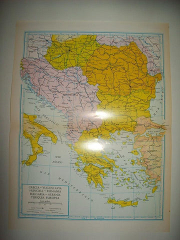 LAMINA 22463: Mapa de Grecia, Yugoslavia, Hungria, Rumania y Bulgaria