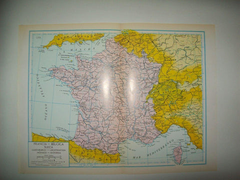 LAMINA 22460: Mapa de Francia, Belgica y Suiza