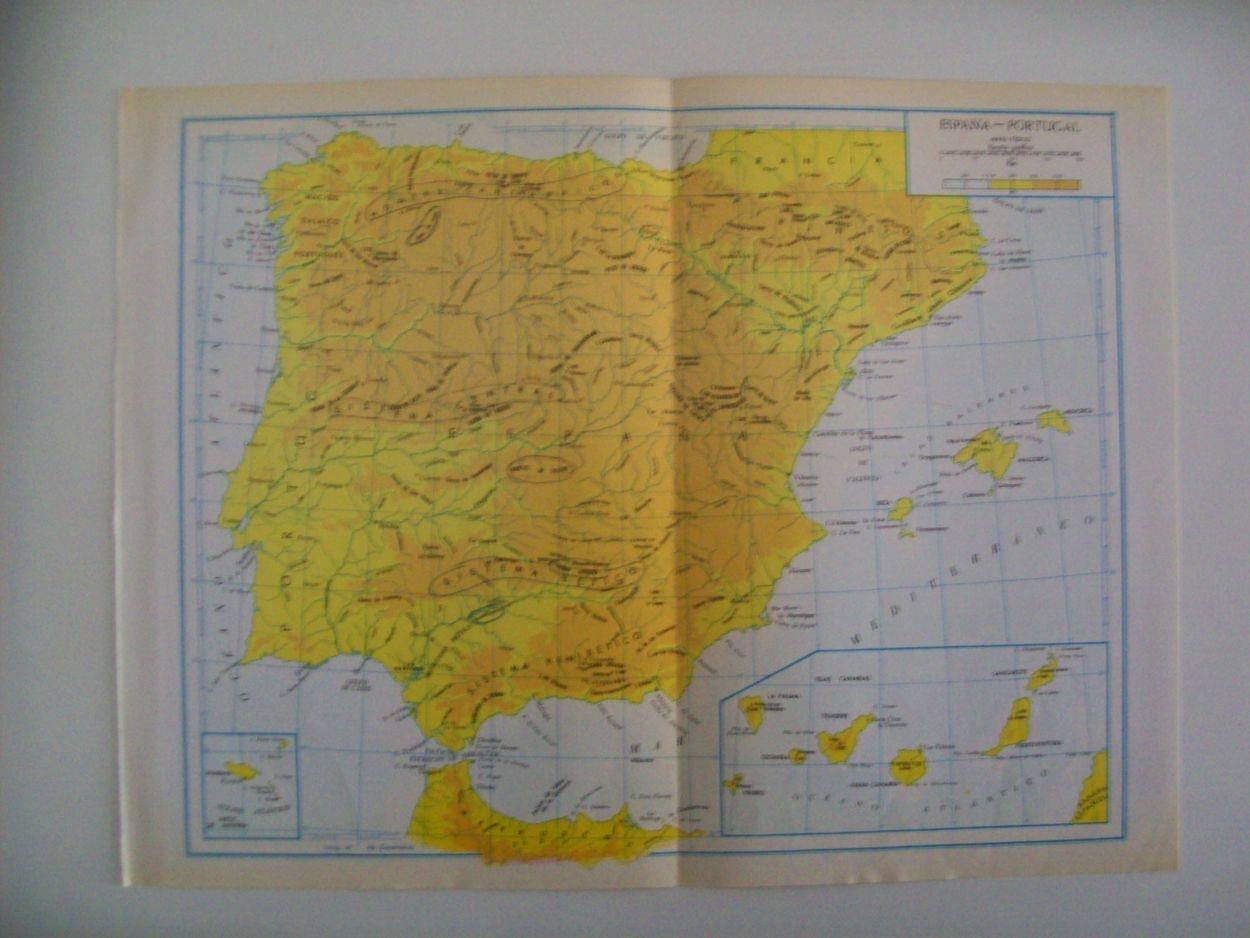 LAMINA 22459: Mapa fisico de España y Portugal