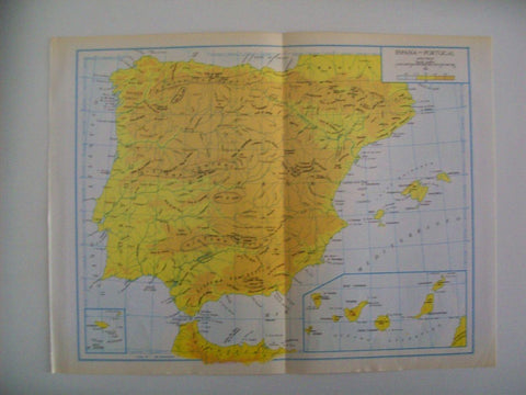 LAMINA 22459: Mapa fisico de España y Portugal