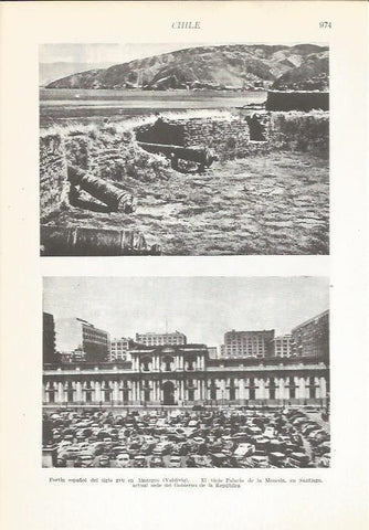 LAMINA 22383: Fortin españoll en Amargos y Palacio de la Moneda en Santiago, Chile
