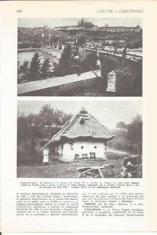 LAMINA 22381: Puente de Carlos IV en Praga y casa de campo eslovaca