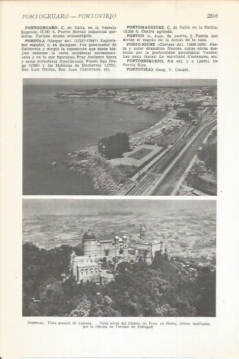 LAMINA 22549: Vista de Cascaes y Palacio de Pena en Sintra, Portugal