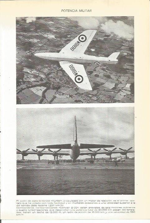 LAMINA 22544: Avion britanico Hunter y el Convair B-33