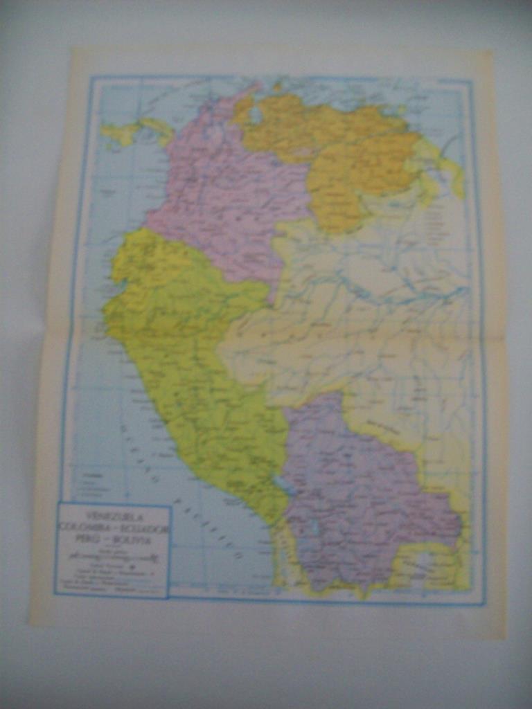 LAMINA 22477: Mapa de Venezuela, Peru, Colombia, Ecuador y Bolivia
