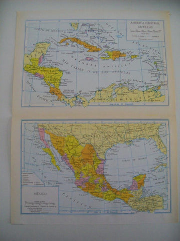 LAMINA 22475: Mapa de Mexico, Guatemala, Honduras, El Salvador y Antillas