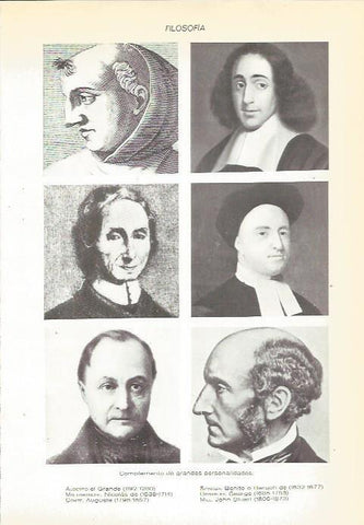 LAMINA 22188: Alberto el Grande, Malebranche, A. Comte, Spinoza, G. Berkeley y J. S. Mill