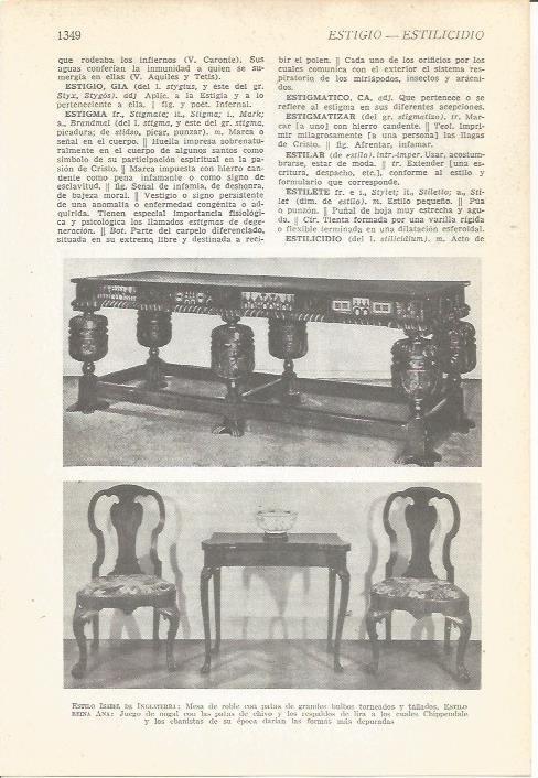 LAMINA 22175: Muebles estilo isabelino