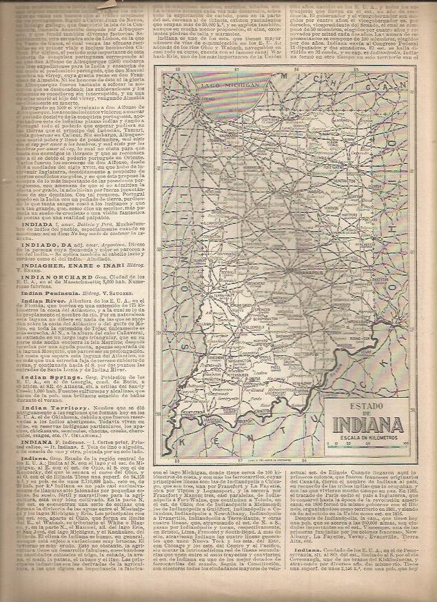 LAMINA 23252: Mapa del Estado de Indiana, Estados Unidos