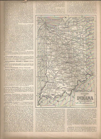 LAMINA 23252: Mapa del Estado de Indiana, Estados Unidos