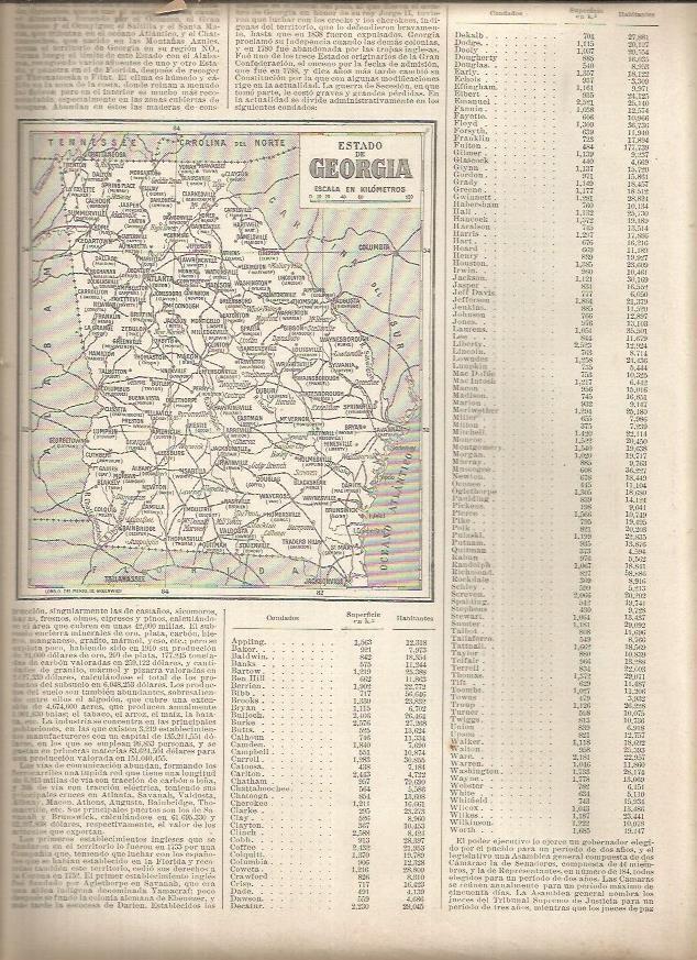 LAMINA 23235: Mapa del Estado de Georgia, Estados Unidos