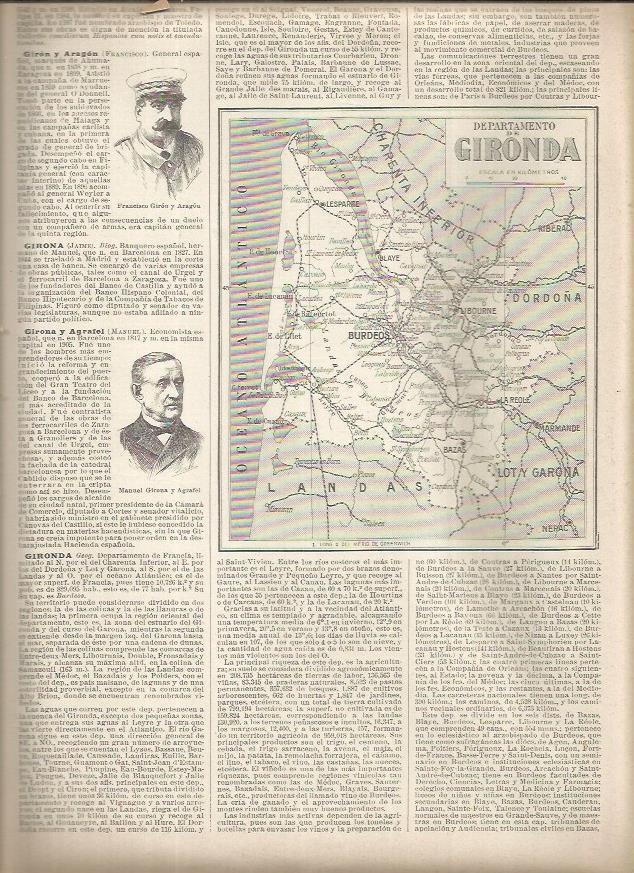 LAMINA 23232: Mapa del Departamento de Gironda, Francia