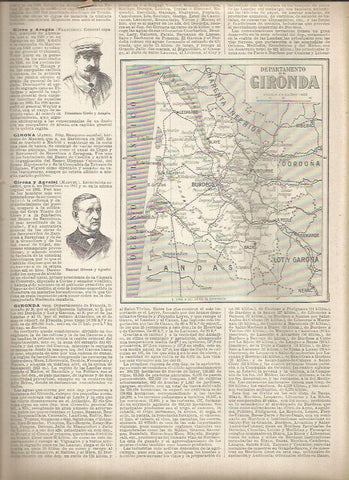 LAMINA 23232: Mapa del Departamento de Gironda, Francia