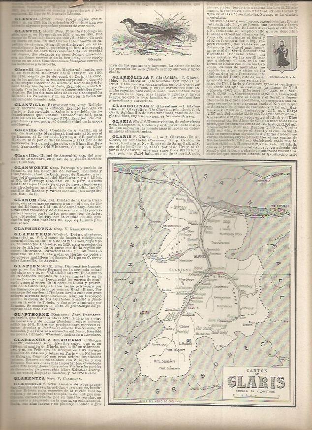 LAMINA 23229: Mapa del canton de Claris, Suiza