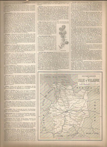 LAMINA 23257: Mapa del Departamento de Ille y Vilaine, Francia