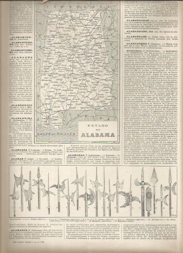 LAMINA 23372: Mapa del estado de Alabama, Estados Unidos