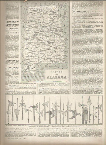 LAMINA 23372: Mapa del estado de Alabama, Estados Unidos