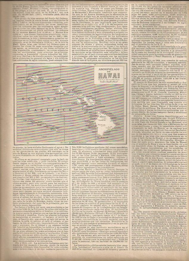LAMINA 23160: Mapa del archipielago de Hawai