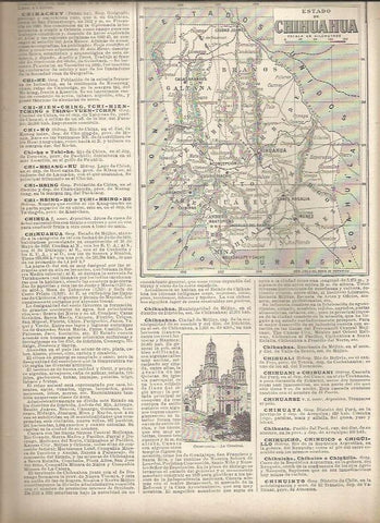 LAMINA 23018: Mapa del Estado de Chihuahua, Mexico