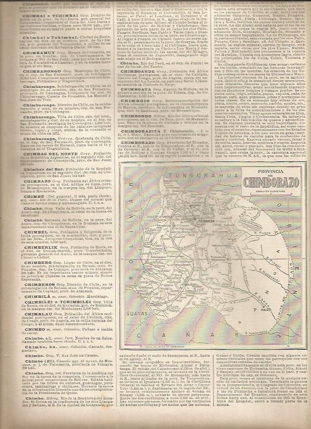 LAMINA 23016: Mapa de la Provincia de Chimborazo, Ecuador