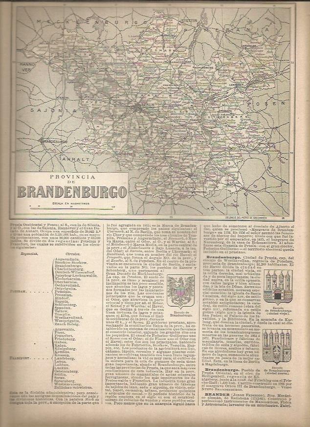LAMINA 22924: Mapa de la provincia de Brandenburgo